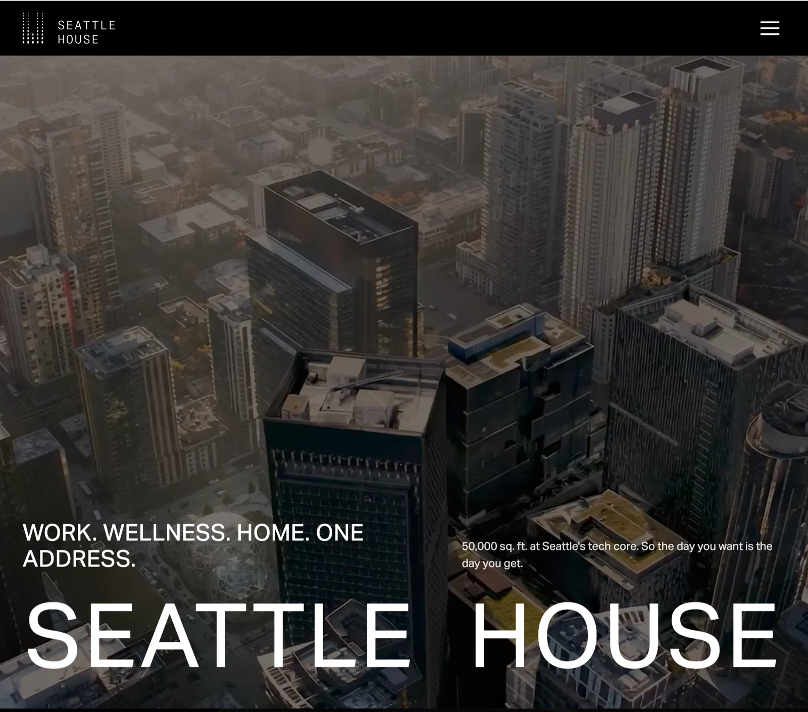 Hero section of the live seattlehouse.com site